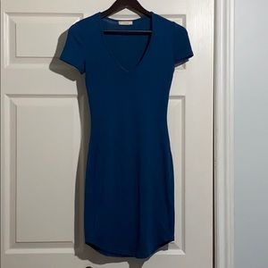 Navy blue short-sleeved mini dress